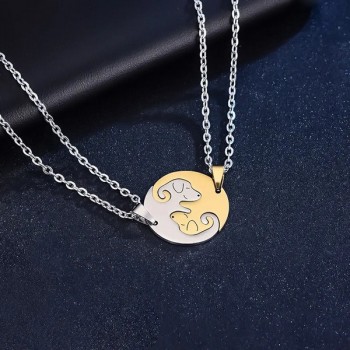 Кулон парный для двоих "Изящные собачки Silver. Gold". Цена за 1 пару. Нержавеющая сталь 
